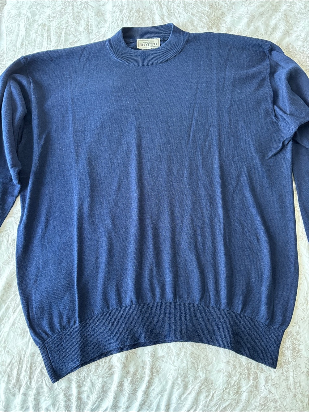 Botto Navy Crewneck Sweater Silk and Cotton Size XL